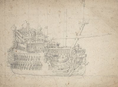 Portræt af en fransk todækker af Willem van de the Elder Velde