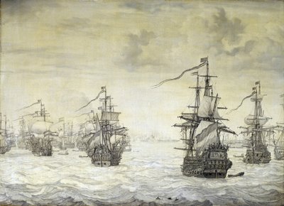 Anden anglo-hollandske krig (anglo-hollandsk) af Willem van de the Elder Velde