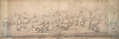 Slaget ved Lowestoft, 3.-13. juni 1665, ca. 1674 (grafit, blæk) af Willem van de the Elder Velde