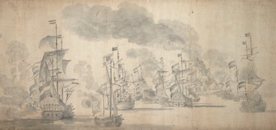 Slaget ved Solebay, 28. maj-7. juni 1672 (grafit) af Willem van de the Elder Velde