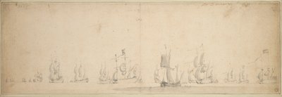 Den hollandske flåde før slaget ved Lowestoft, maj-juni 1665 af Willem van de the Elder Velde