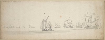 Den hollandske flåde på vej til den skotske kyst af Willem van de the Elder Velde