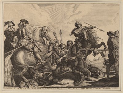 Ulvejagten af Willem van der Leeuw after Sir Peter Paul Rubens