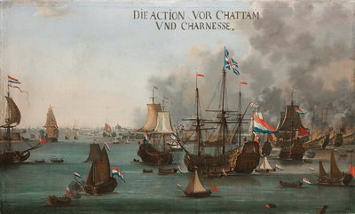Slaget ved Chatham, ca 1667. af Willem van der Stoop