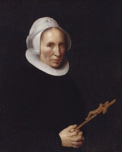 En dame holder et krucifiks af Willem van der Vliet