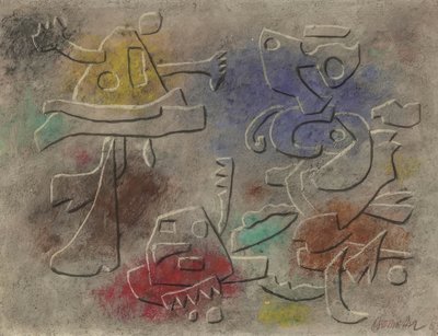 Reliefbillede i farver af Willi Baumeister