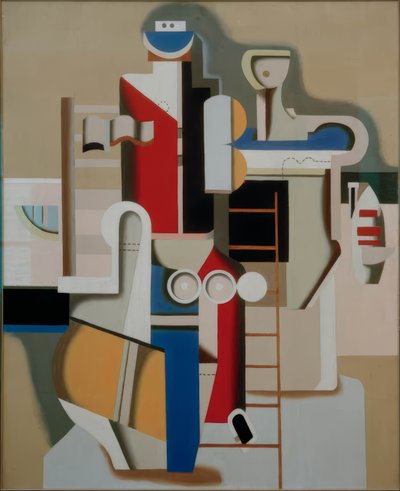 Svømmer ved stigen af Willi Baumeister