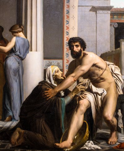 Odysseus genkendes af sin sygeplejerske, da han vender hjem fra Troja af William-Adolphe Bouguereau