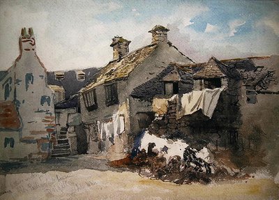 The Interior Court of Old Parliament House, Dolgelley, North Wales (akvarel på papir) af William Evans