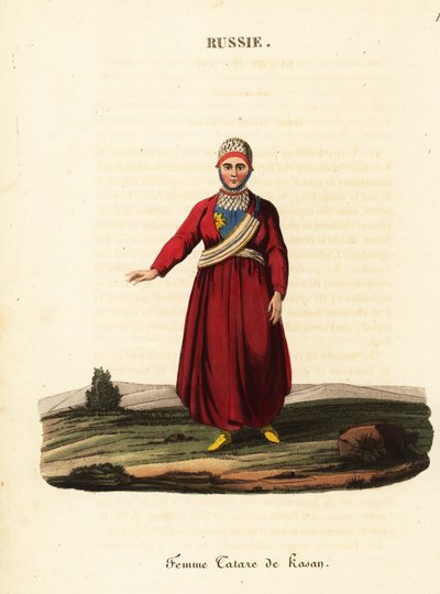 En tatar kvinde i motorhjelm med kaschpour af William (after) Alexander