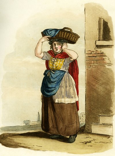 Fiskesælger, England. Engelsk gravering af William (after) Alexander