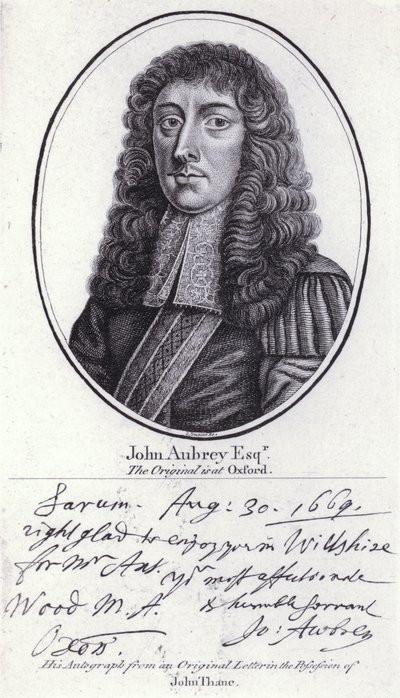 John Aubrey, engelsk antikvar, naturfilosof og forfatter (gravering) af William (after) Faithorne