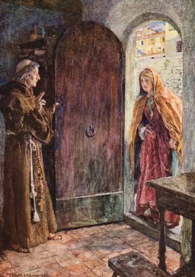 Shakespeares Romeo og Julie: Akt II, scene VI (farvelitografi) af William (after) Hatherell