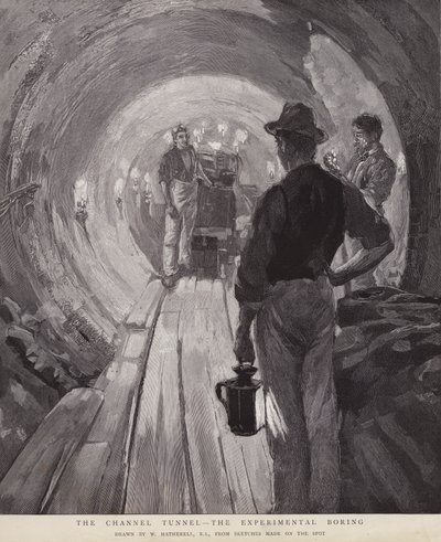 Kanaltunnelen - The Experimental Boring (litho) af William (after) Hatherell