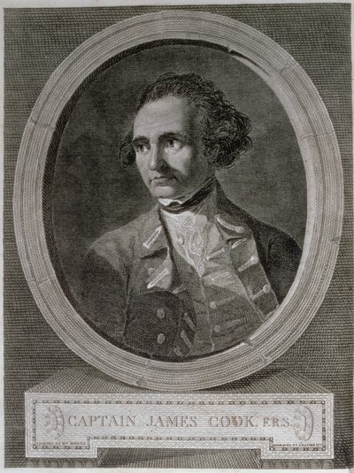 Portræt af kaptajn James Cook (1728-79), fra forsiden af 