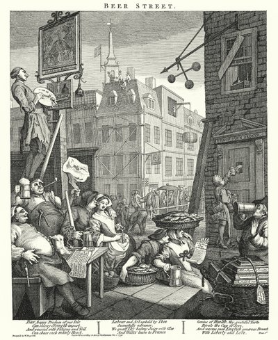 Beer Street (gravering) af William (after) Hogarth