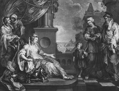 Moses bragt til Faraos Datter, ca. 1752 (gravering) af William (after) Hogarth
