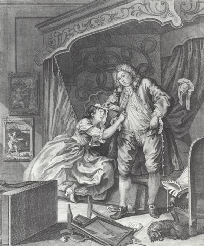 Kvinde bliver prostitueret i 1700-tallets England (gravering) af William (after) Hogarth