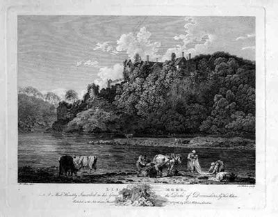 Udsigt over Lismore Castle, County Waterford, Irland, indgraveret af Thomas Milton (1743-1827) 1786 (gravering) af William (after) Pars