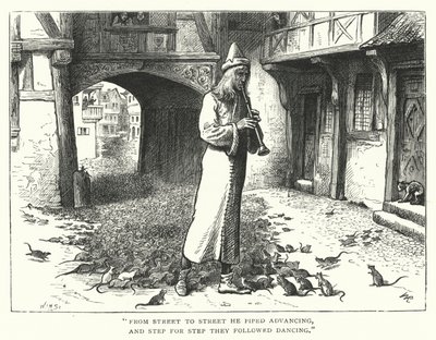 The Pied Piper of Hamelin (gravering) af William (after) Ralston