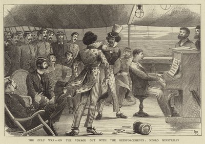 Zulu-krigen, på rejsen ud med forstærkningerne, sort Minstrelsy (gravering) af William (after) Ralston