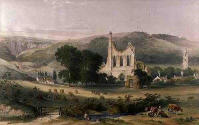 Byland Abbey fra det sydvestlige, fra 