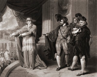 Francisco Jimenez de Cisneros svarer de adelige. (Print) af William (after) Ward