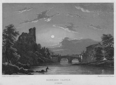 Barnard Castle, Durham (gravering) af William (after) Westall