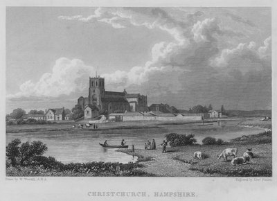 Christchurch, Hampshire (gravering) af William (after) Westall