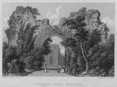 Dryburgh Abbey, Skotland (gravering) af William (after) Westall