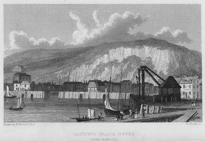 Landingsplads, Dover, Ydre Havn (gravering) af William (after) Westall