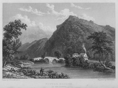 Nottar Bridge, på Lynher (gravering) af William (after) Westall