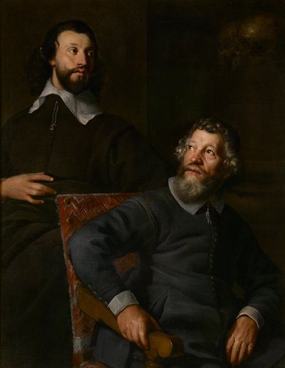 Portræt af to herrer, kaldet Nicholas Stone og hans søn (olie på lærred) af William (attr. to) Dobson