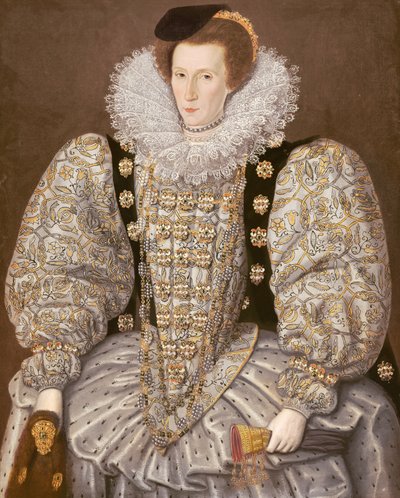 Portræt af en dame fra det elizabethanske hof, ca. 1595 (olie på lærred) af William (attr. to) Segar
