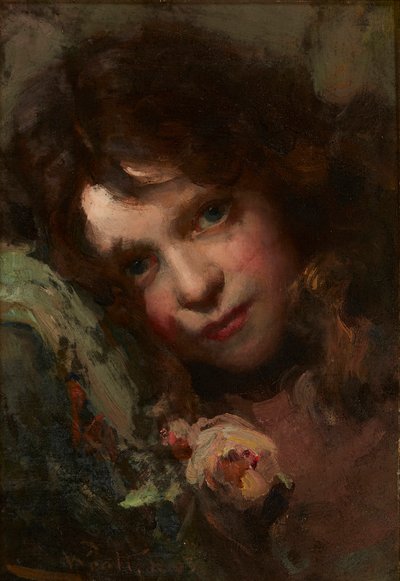 Studie af et hoved (olie på lærred) af William A. Pratt