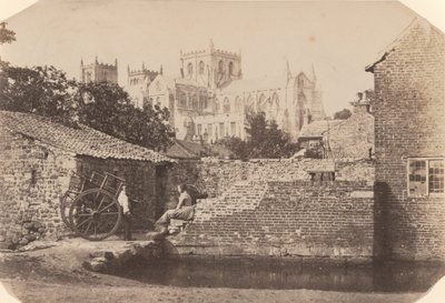 Ripon Cathedral fra sydøst, ved siden af floden Skell,ca. 1855 (foto) af William A. Pumphrey