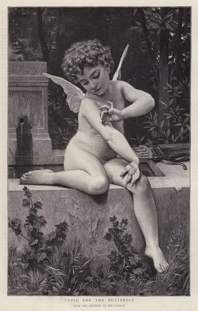 Amor og sommerfuglen (litho) af William Adolphe (after) Bouguereau