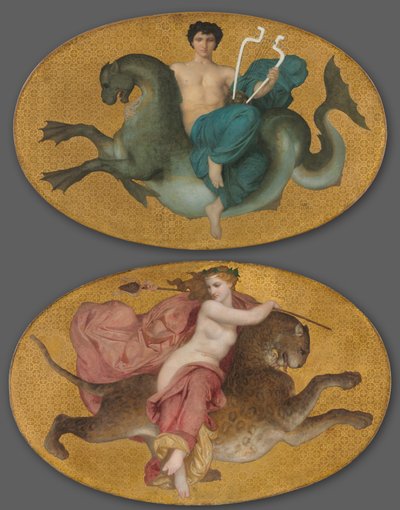 Arion på en havhest og Bacchante på en panter (par) af William Adolphe Bouguereau