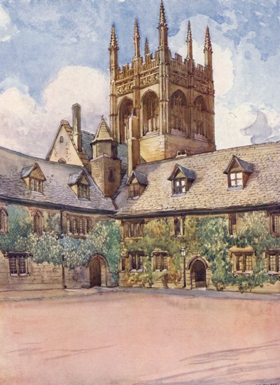 "Mob quad", Merton College (farvelitografi) af William Ainsworth Wildman