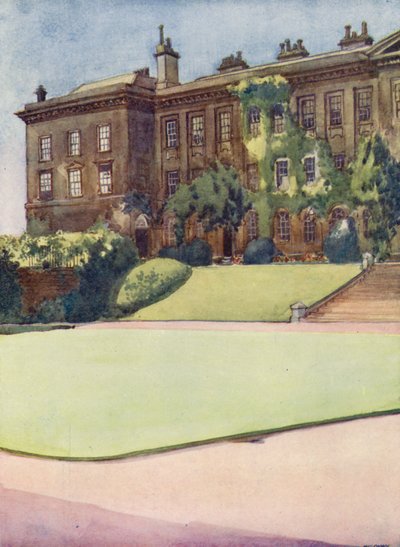 Worcester Colleges forplads (farvelitografi) af William Ainsworth Wildman