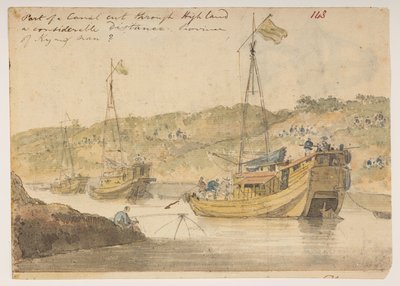 143’ En del af en kanal skar gennem højt land et betydeligt stykke. Kyangnan-provinsen.