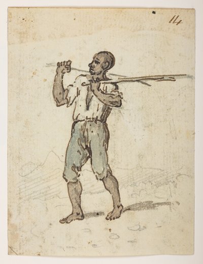 14 Indbygger i St. Jago.  fra et album med 372 tegninger af landskaber, kystlinjer, kostumer og hverdagsliv lavet under Lord Macartneys ambassade til Kinas kejser, mellem 1792 og 1794 (blyant og akvarel på papir) af William Alexander