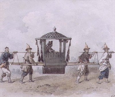 Kinesiske tjenere, der bærer en Palanquin (akvarel) af William Alexander