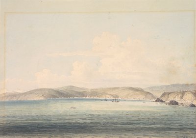 Landsbyen Almandral i Valparaiso-bugten, med udsigt over Andesbjergene af William Alexander