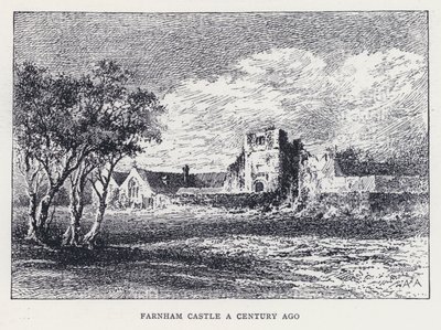 Farnham Castle for et århundrede siden (gravering) af William Alexander Ansted