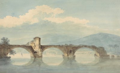 En bro over Arno (?) af William Alfred Delamotte