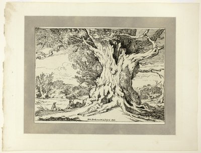 Resting, Men and Dogs Under a Big Tree, fra det første nummer af Specimens of Polyautography af William Alfred Delamotte