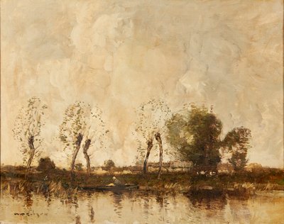 En hollandsk vandvej (olie på lærred) af William Alfred Gibson