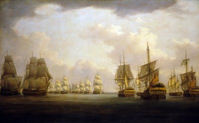 Slaget ved Kap Finisterre (Finistère), begyndelsen af det 19. århundrede (olie på lærred) af William Anderson