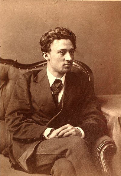 Portræt af forfatteren Vsevolod Mikhailovich Garshin (sepiafoto) af William Andreevich Carrick